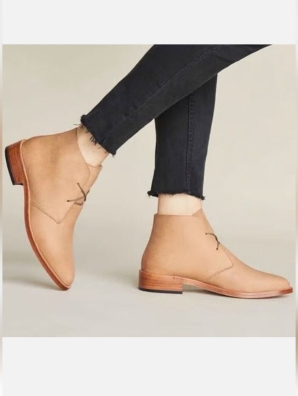 Nisolo Isa Suede Leather Lace Up Chukka Booties, Sand Suede - Size 8.5